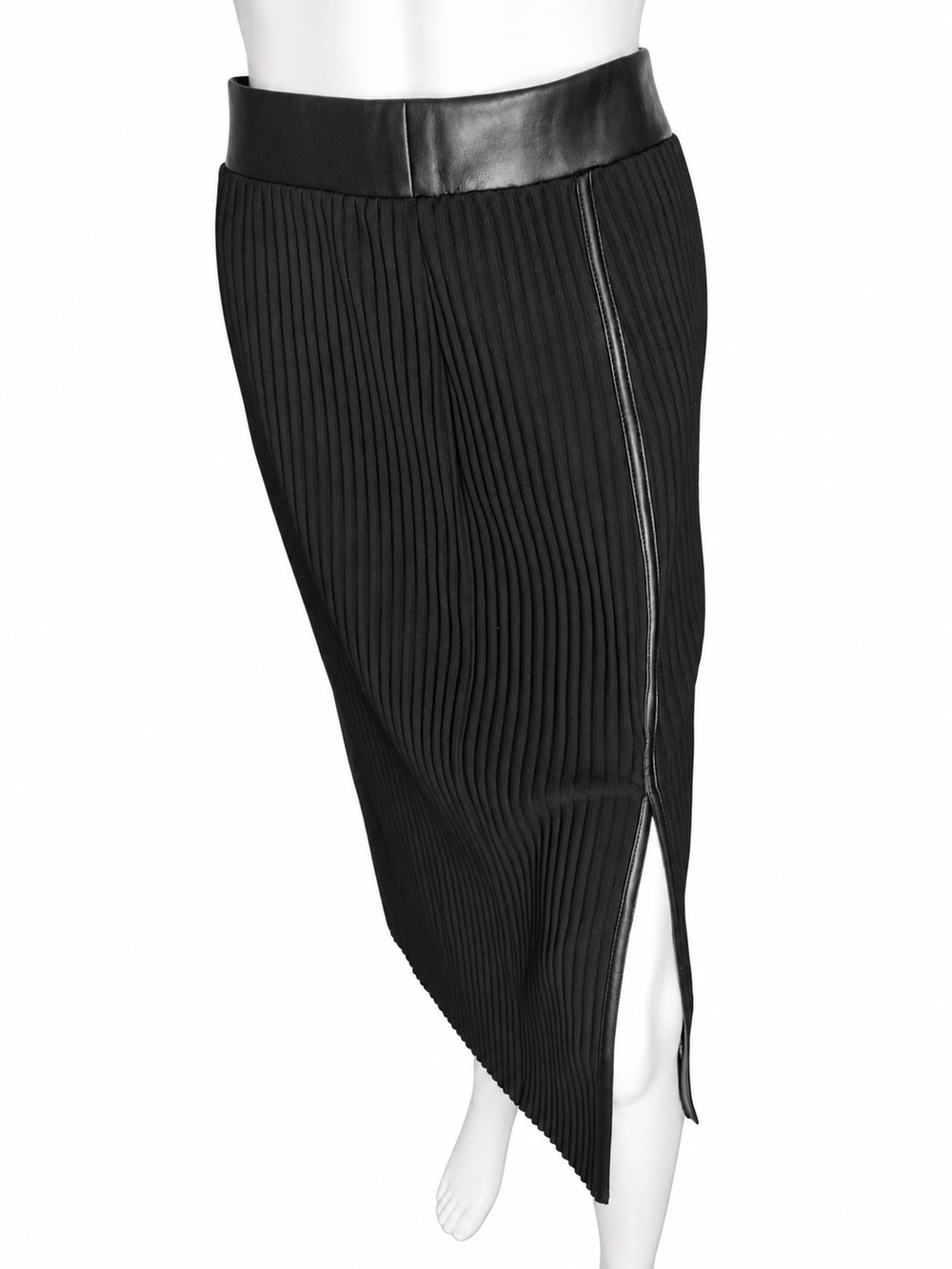 NWT Marc New York Andrew Marc Black Skirt W/Faux Leather Trim Size L